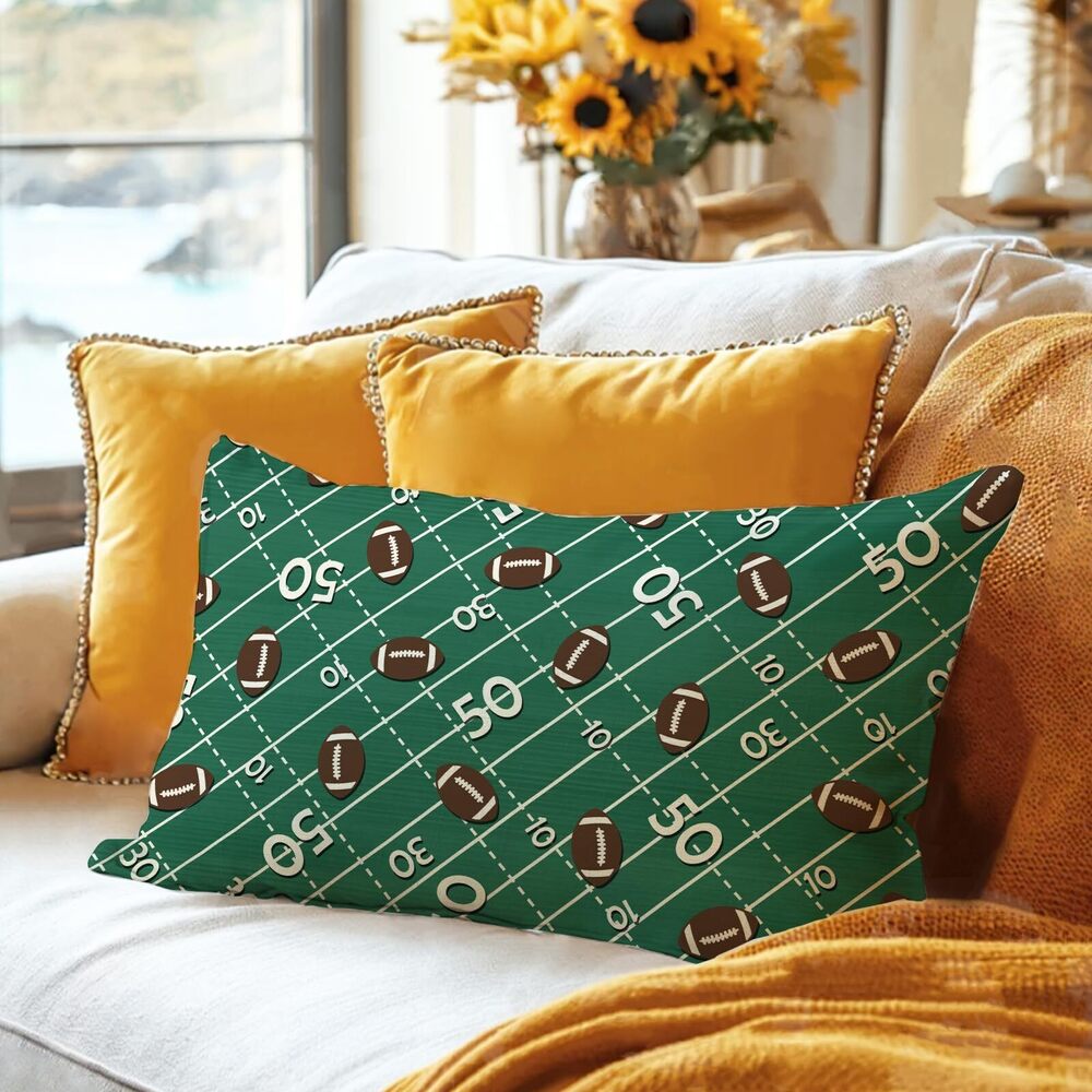 9411 Football Green Lumbar Decorative Rectangle Pillow Cover 12 x 20 - Picture 7 of 7
